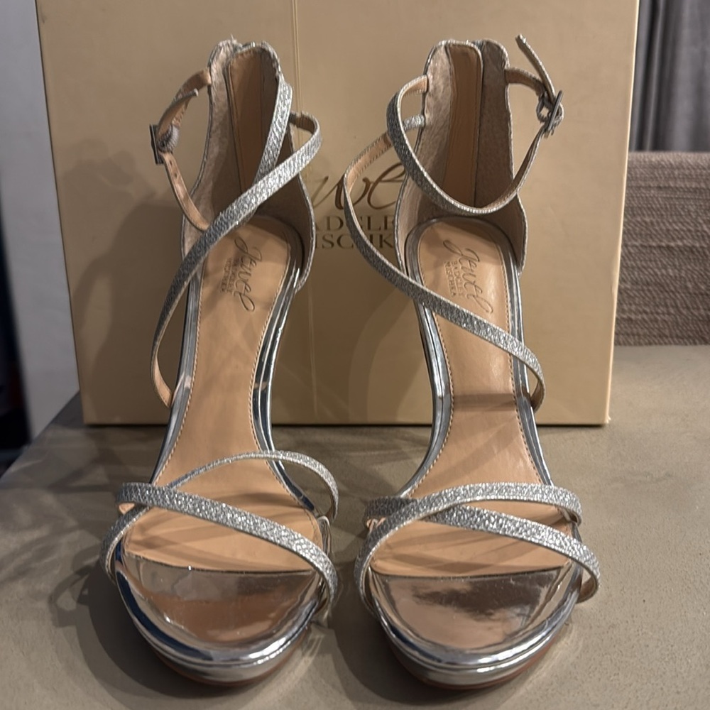 JEWEL BADGLEY MISCHKA | Galen Platform Glitter Evening Shoe in Silver - Picture 8 of 12
